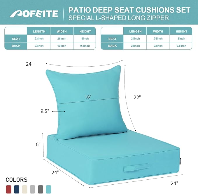 Outdoor Olefin Water-Resistant Deep Seat Cushion Set, Thickened Sofa Chair Pad - Image 3