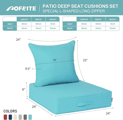 Outdoor Olefin Water-Resistant Deep Seat Cushion Set, Thickened Sofa Chair Pad - Image 3