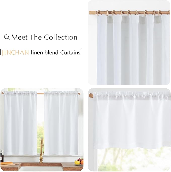 jinchan Linen Textured Tier Curtains 36 Inch - Image 7
