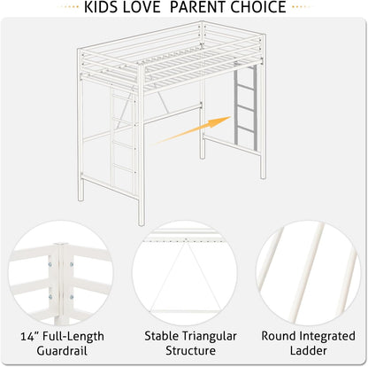 sha cerlin loft bed twin size with ladder showing dimensions