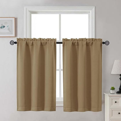 Gwine Taupe Blackout Curtains for Bedroom 45 Inch Length, Room Darkening Window by Gwine