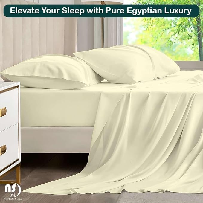 NON Sticky cotton Full Size Sleeper Sofa Sheets, 4 Piece Egyptian Cotton Bed - Image 5