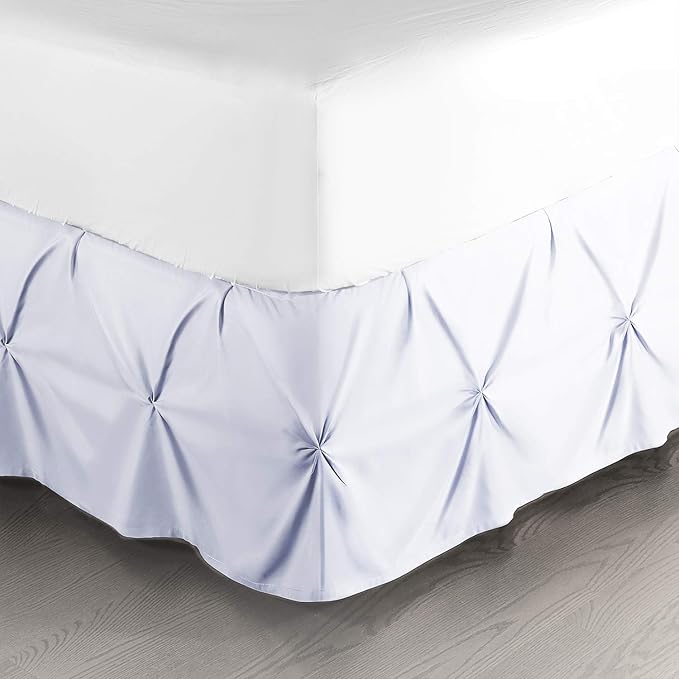Nestl Ice Blue Bed Skirt Queen Size, Pinch Pleat Queen Bed Skirt, Hotel Quality by Nestl