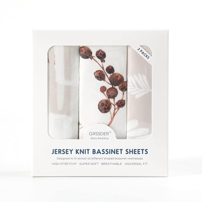 GRSSDER Stretchy Ultra Soft Fitted Bassinet Sheet Set 3 Pack, Universal Fit - Image 4