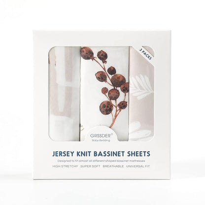 GRSSDER Stretchy Ultra Soft Fitted Bassinet Sheet Set 3 Pack, Universal Fit - Image 4