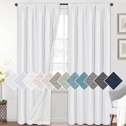 H.VERSAILTEX Linen Look 100% Blackout Curtains 95 Inches Long by HVERSAILTEX