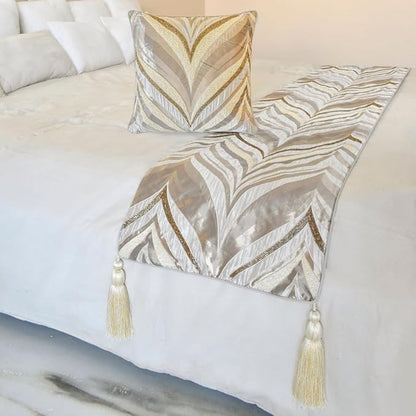 The HomeCentric King/Queen/Twin Ivory Luxury King 90"x18" Bed Runner Without by TheHomeCentric