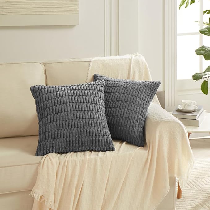 Fancy Homi 4 Packs Dark Grey Decorative Throw Pillow Covers 24x24 Inch - Image 6