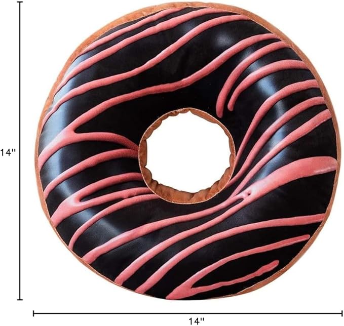 HYSEAS Round Throw Pillow 14 Inch Chocolate Pink Donut, 3D Digital Print - Image 7
