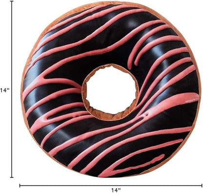 HYSEAS Round Throw Pillow 14 Inch Chocolate Pink Donut, 3D Digital Print - Image 7