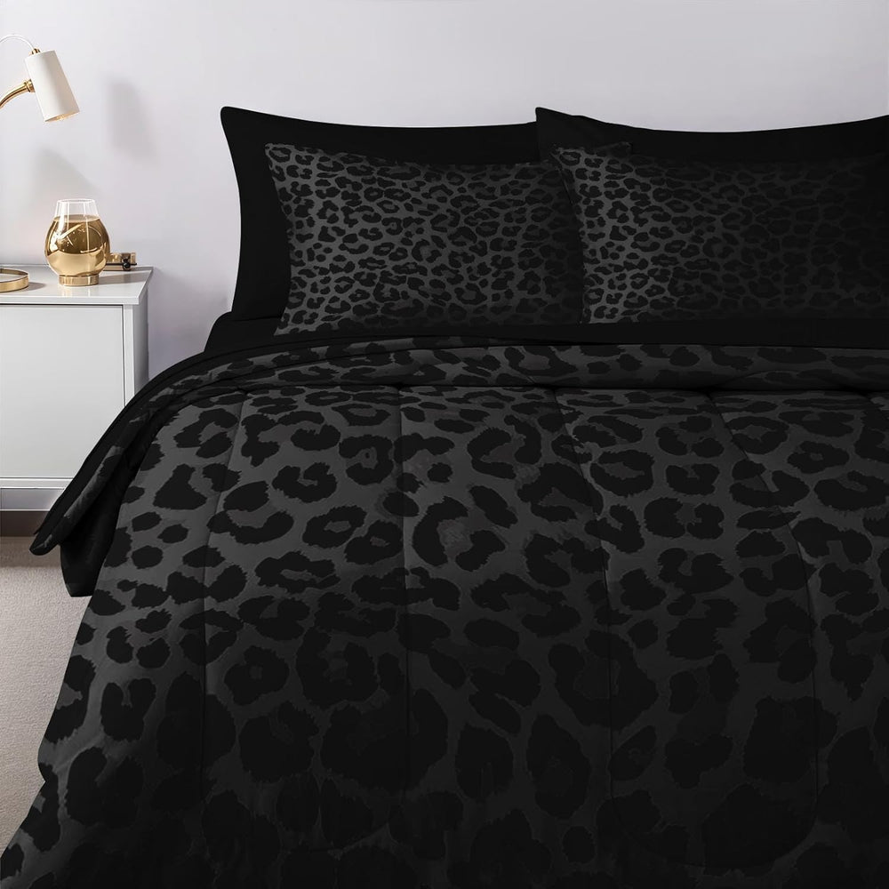 Nesker Queen Comforter Set with Sheets, 7 Pieces Leopard Print Bedding