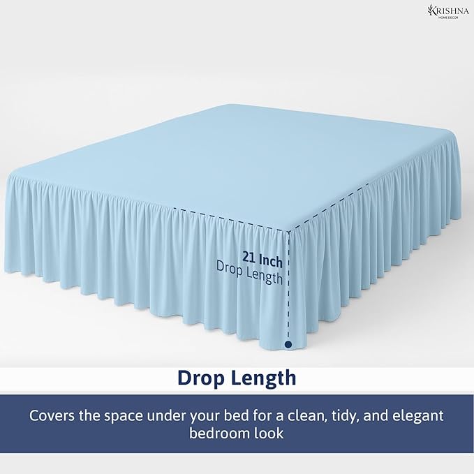 KRISHNA Ruffled Bed Skirt with Split Corners Full, 100% Microfiber Hotel Quality - Image 4