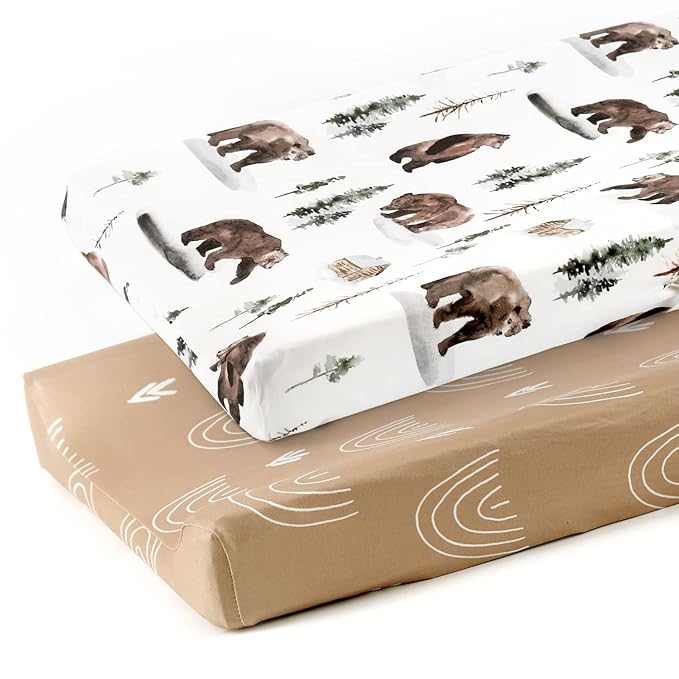 GRSSDER Stretch Ultra Soft Jersey Knit Changing Pad Covers Set 2 Pack, Change by BUYNOW