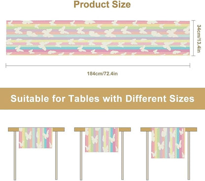 Rainbow Butterfly Table Runner Kids Girl Table Runner Girls Kids White - Image 2