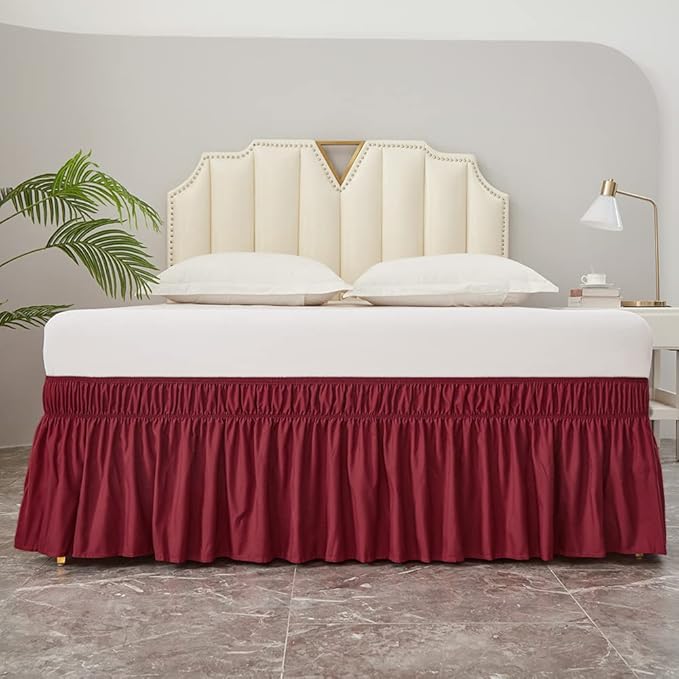 MEILA Wrap Around Bed Skirt Three Fabric Sides Elastic Dust Ruffled 24 Inch - Image 4