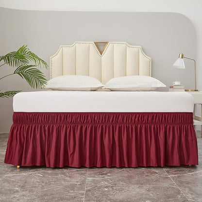 MEILA Wrap Around Bed Skirt Three Fabric Sides Elastic Dust Ruffled 18 Inch - Image 4