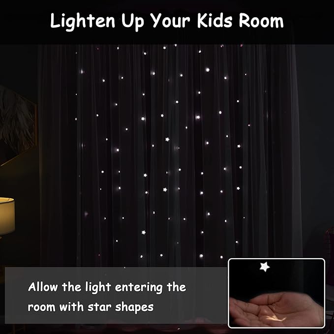 Kinryb Star Cutout Blackout 95 Inches Curtains Double Layer - Image 7