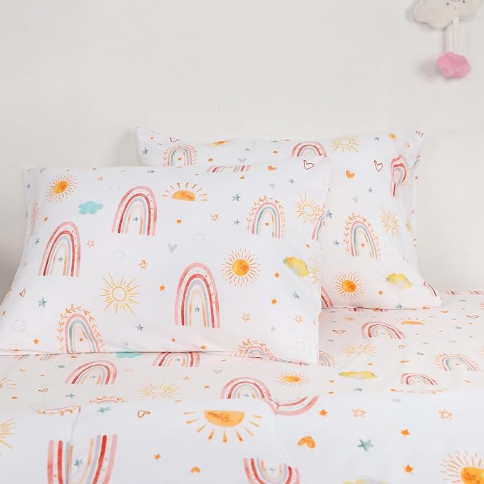 Twin Size Toddler Bedding Set for Girls- 5 Piece Rainbow Toddler Girl Bedding - Image 8