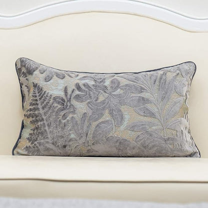 Alerfa 12 x 20 Inch Gray Silver Rectangle Maple Leaf Pillow Embroidery Cut by Alerfa