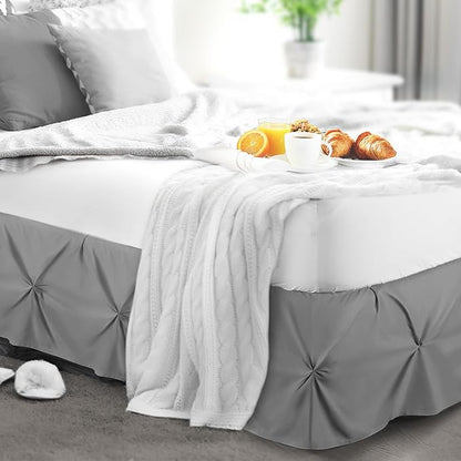 Nestl Dark Grey Bed Skirt Twin Size, Pinch Pleat Twin Bed Skirt, Hotel Quality - Image 8