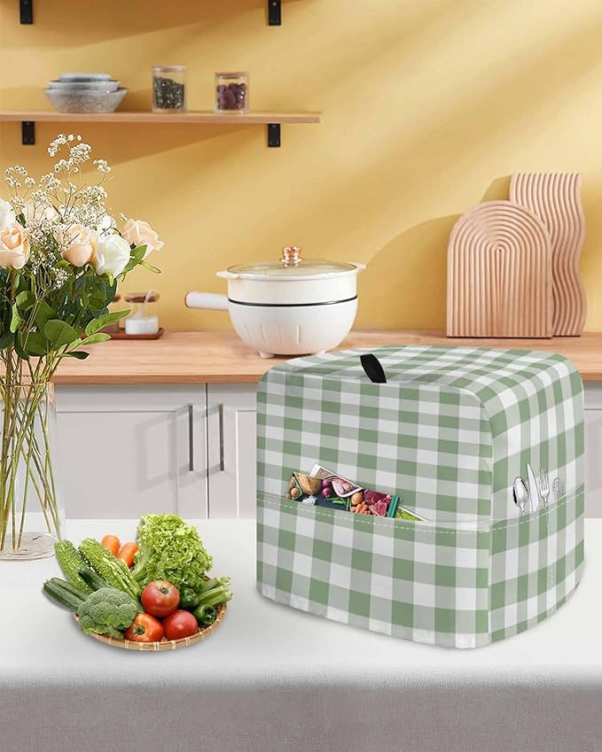 Green Plaid Stand Mixer Dust Cover - Image 5