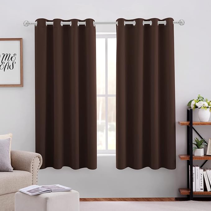 HOMEIDEAS Chocolate Blackout Curtains 52 X 63 Inch Brown Bedroom Curtains Set by HOMEIDEAS