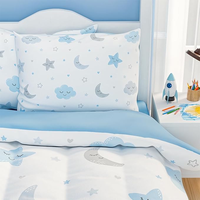 SANDJEST Star and Moon Comforter Set Twin Size 68x86in - Image 4