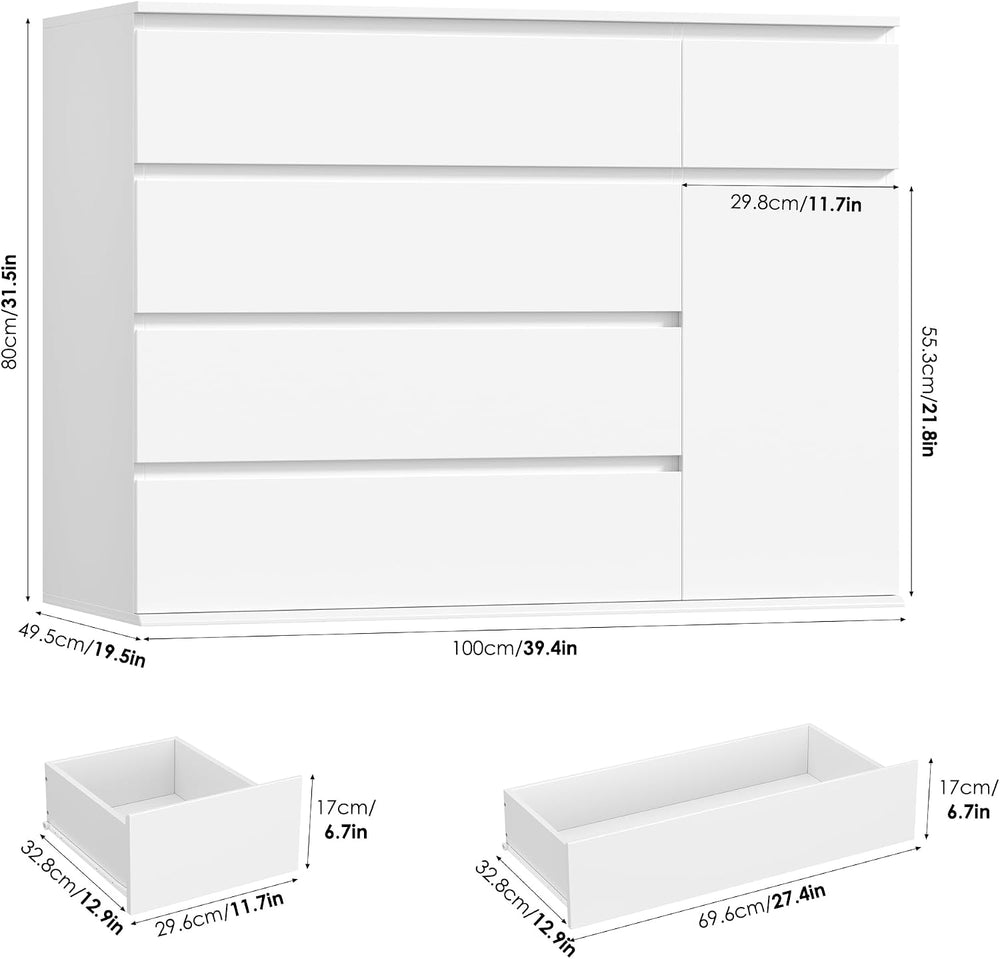 FOTOSOK White Dresser, Dresser for Bedroom, Wide Chest of Drawers
