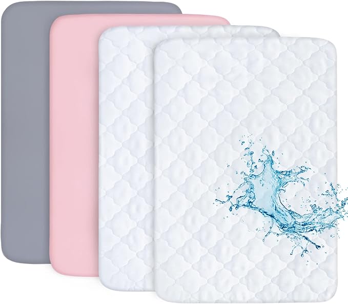Biloban Pack n Play Sheets and Waterproof Mattress Protector, Breathable by Bilobanbabybedding