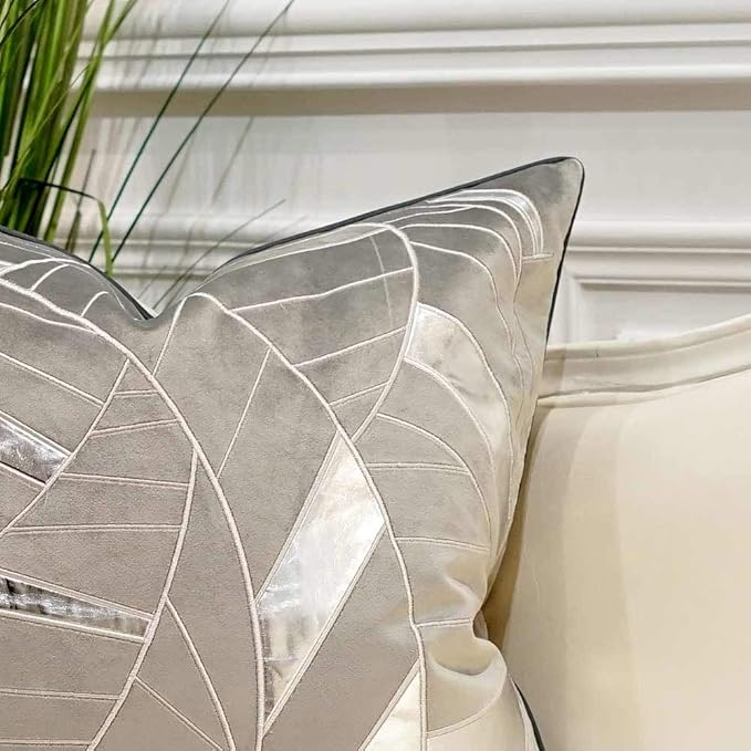 Avigers 18 x 18 Inches Grey Silver Striped Cushion Case Luxury European Throw - Image 2