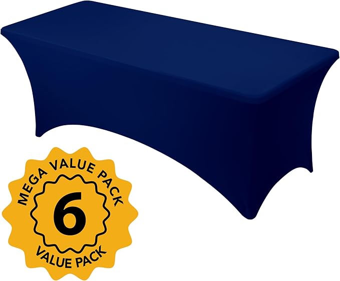 6-Pack Premium Navy Blue Spandex Tablecloths - Image 2