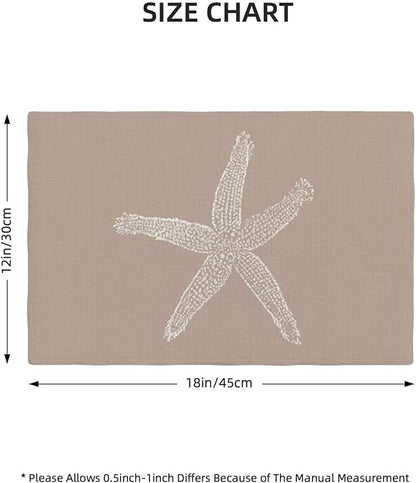 Summer Coastal Placemats Set of 4, Beach Theme Ocean Brown Tan Starfish - Image 4