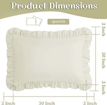 KKJIAF Ruffle Pillow Cases Queen Size Set of 2, Ruffled Pillow Covers - Image 3