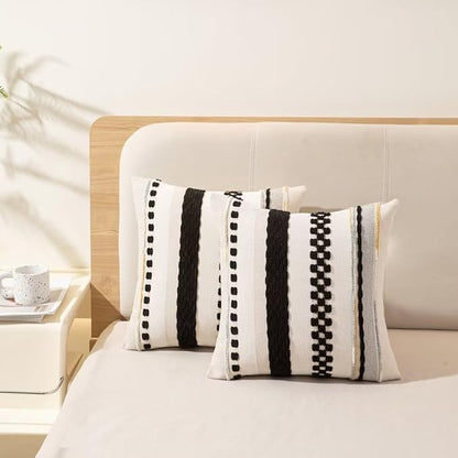 Boho Throw Pillow Covers 18x18 Set of 2 Farmhouse Decorative Cushion Case - Image 5