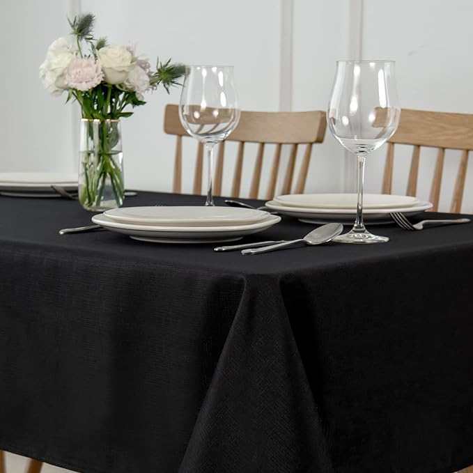 maxmill Slubby Texture Tablecloth Water Resistance Antiwrinkle Spillproof Soft - Image 2