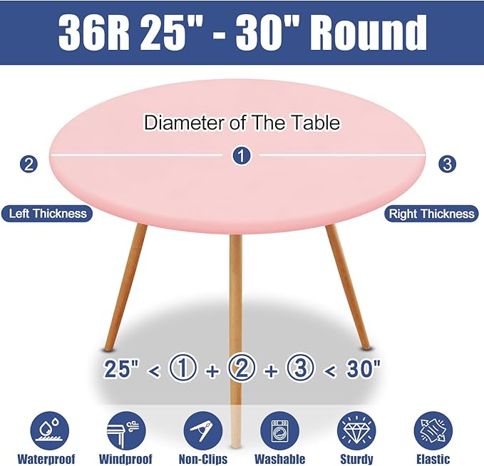 Round Spandex Tablecloth, Elastic Fitted Waterproof Tablecloths - Image 8