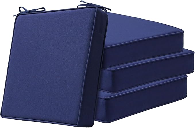 Square Corner Seat Cushions, 18.5" x 16" x 3", Indoor Outdoor Water Repellent by Unimatta