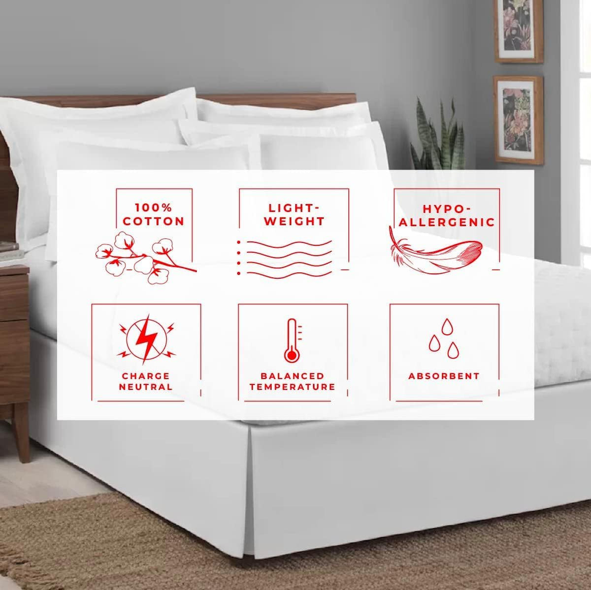 split corner bed skirt 16 inch drop king, side view