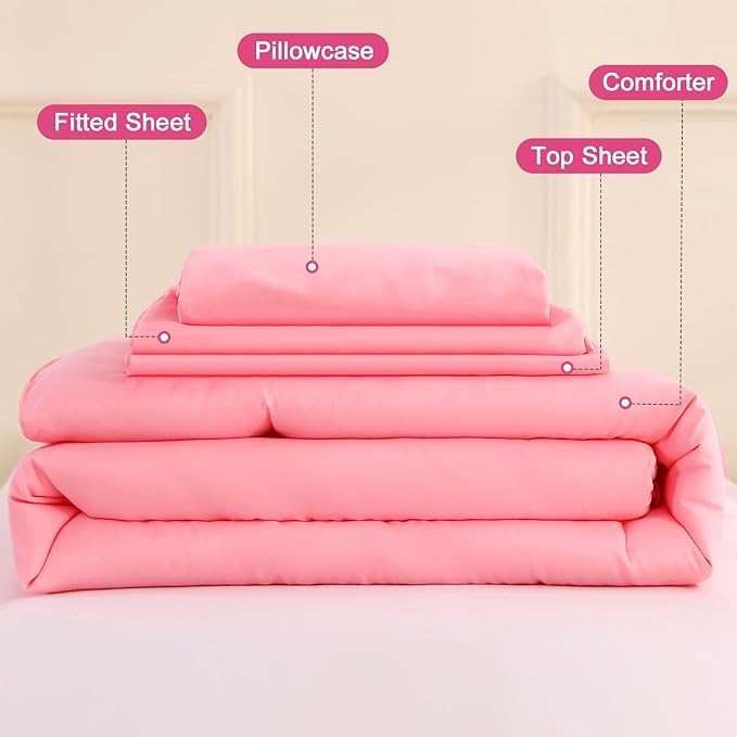 Wowelife Toddler Bedding Set for Girls 4 Piece Ruffle Boho Tufted Fringe Pink - Image 5