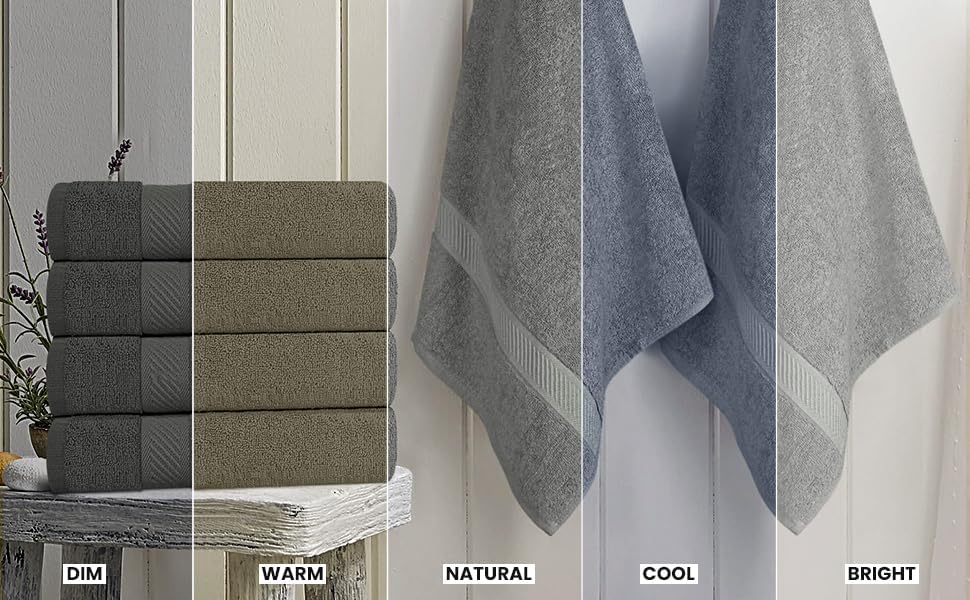 utopia towels 6 pack medium bath towels, 24x48, side view
