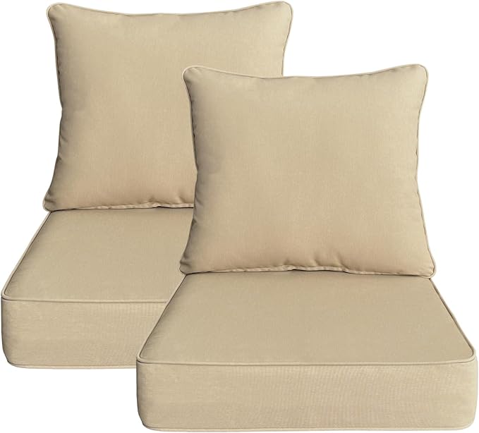 Outdoor 22x24 Inch Deep Seat Patio Cushion Set Outdoor Chair Cushions by Gardenlucky