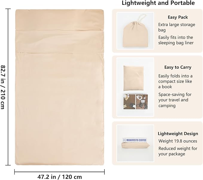Sleeping Bag Liner Camping Adult Sleep Sack Lightweight Travel Sheet - Image 2