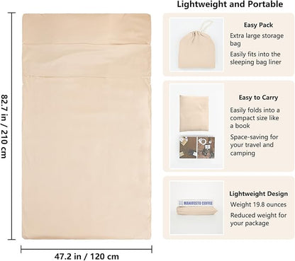 Sleeping Bag Liner Camping Adult Sleep Sack Lightweight Travel Sheet - Image 2