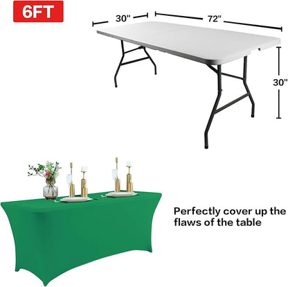 IVAPUPU 4FT Table Cloth for Rectangular Fitted Events Stretch Emerald Green - Image 3