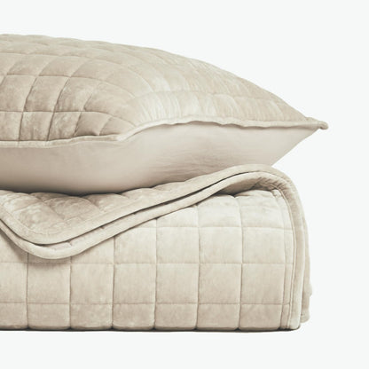 recyco channel box stitch velvet quilt set, king showing dimensions