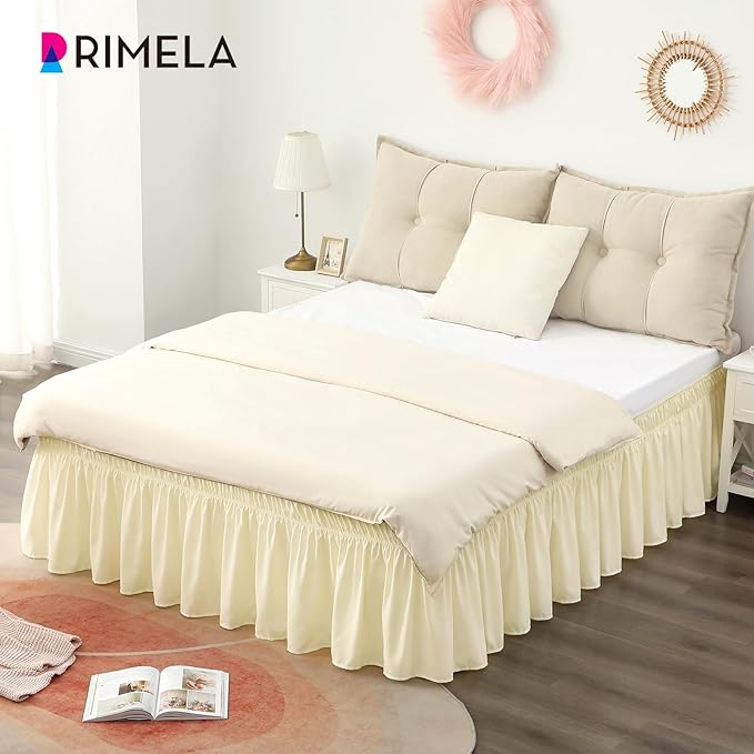 RIMELA Butter Yellow Bed Skirt Queen Size 15 Inch Drop, Elastic Bed Skirting - Image 5