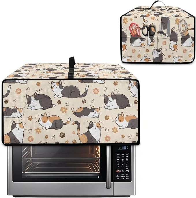 Cute Cats Paw Floral Print Microwave Oven Cover Waterproof Dust-Proof Microwave - Image 2
