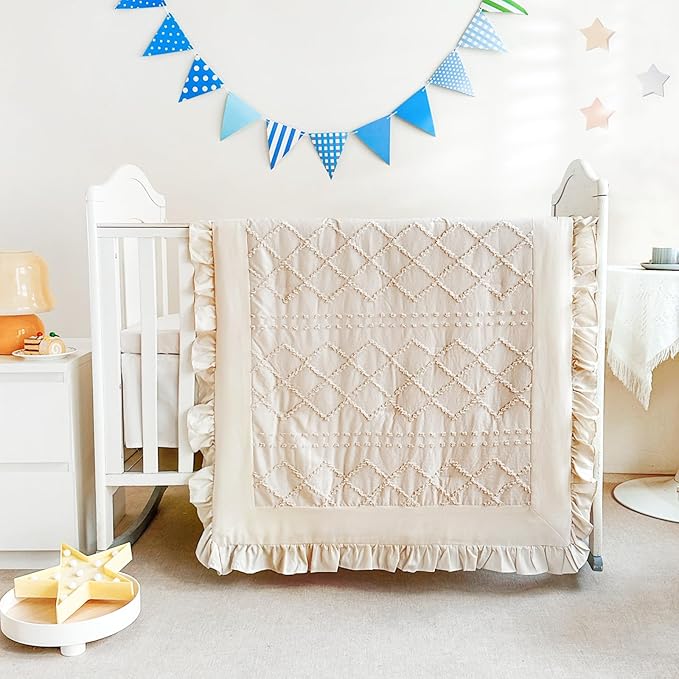 Wowelife Crib Bedding Set for Girls, Ruffle Baby Crib Bedding Set Nursery - Image 2