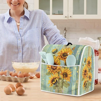 Sunflower Stand Mixer Cover Green Wood Grain Mixer Cover Dust Cover Compatible - Image 3