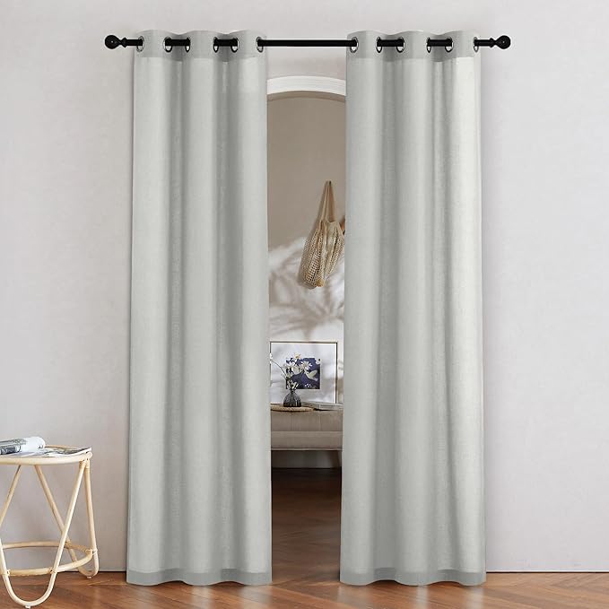 NICETOWN Gray Linen Doorway Curtains 80 inches Long, Grommet Thick Linen Weave by NICETOWN